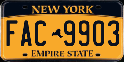 NY license plate FAC9903