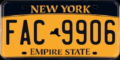 NY license plate FAC9906