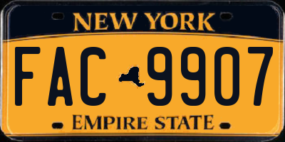 NY license plate FAC9907