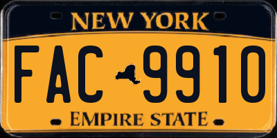 NY license plate FAC9910