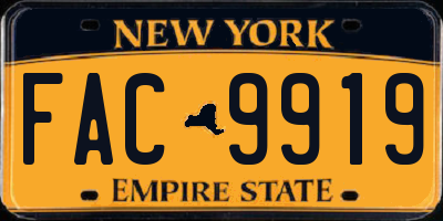 NY license plate FAC9919