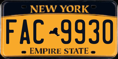NY license plate FAC9930
