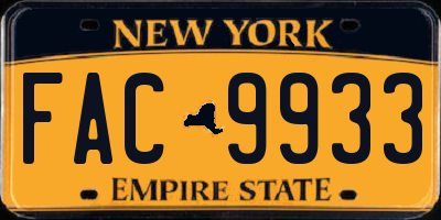 NY license plate FAC9933