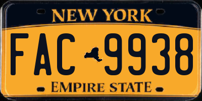 NY license plate FAC9938