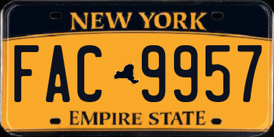 NY license plate FAC9957