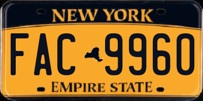 NY license plate FAC9960
