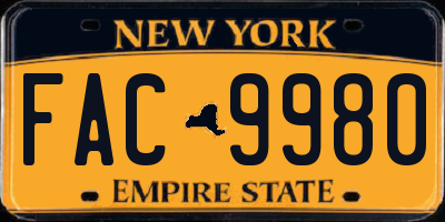NY license plate FAC9980