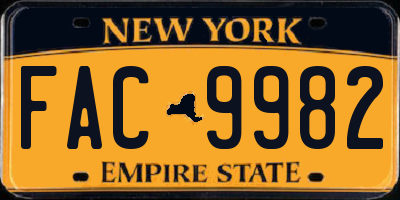 NY license plate FAC9982
