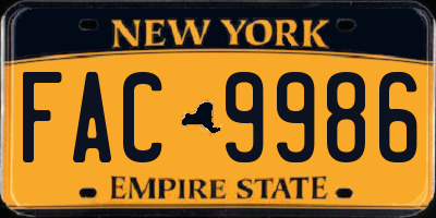 NY license plate FAC9986