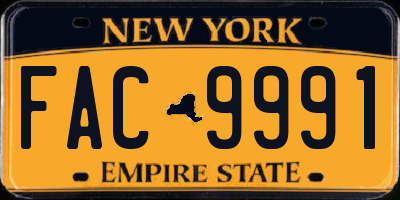 NY license plate FAC9991