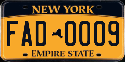 NY license plate FAD0009