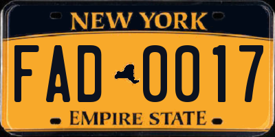 NY license plate FAD0017