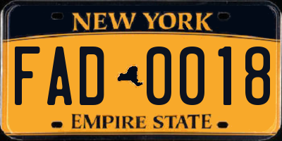 NY license plate FAD0018