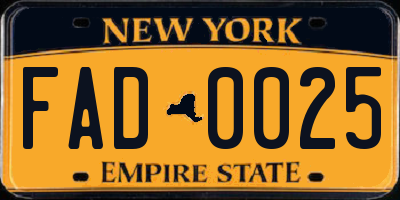 NY license plate FAD0025