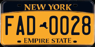 NY license plate FAD0028