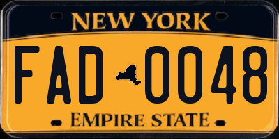 NY license plate FAD0048
