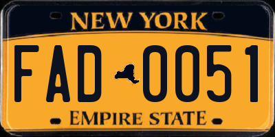 NY license plate FAD0051
