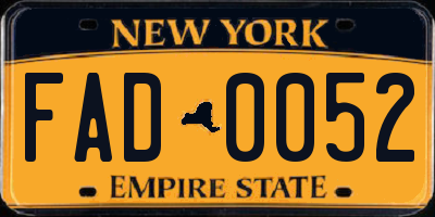 NY license plate FAD0052