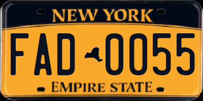 NY license plate FAD0055