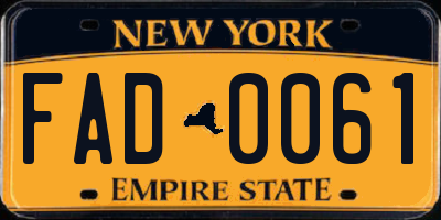 NY license plate FAD0061