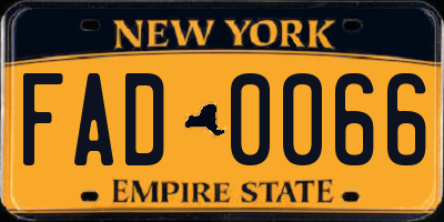 NY license plate FAD0066