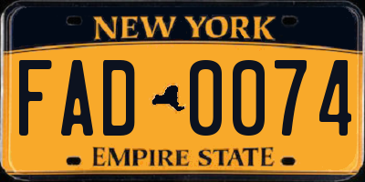 NY license plate FAD0074
