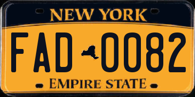 NY license plate FAD0082
