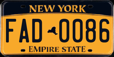 NY license plate FAD0086