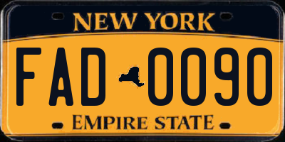 NY license plate FAD0090