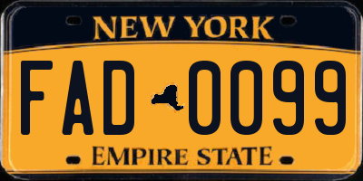 NY license plate FAD0099
