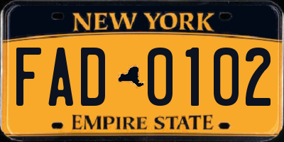 NY license plate FAD0102