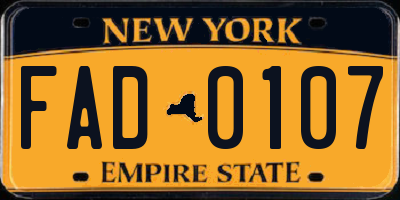 NY license plate FAD0107