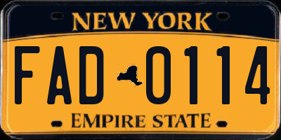 NY license plate FAD0114