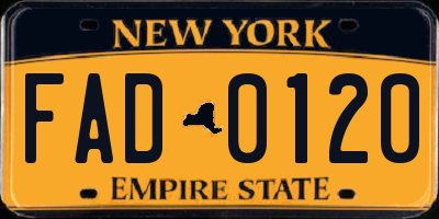 NY license plate FAD0120