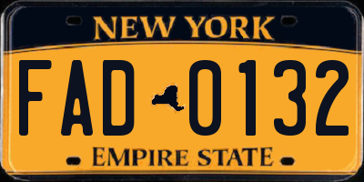 NY license plate FAD0132
