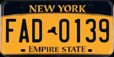 NY license plate FAD0139