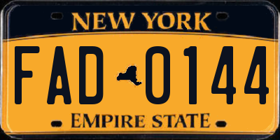 NY license plate FAD0144