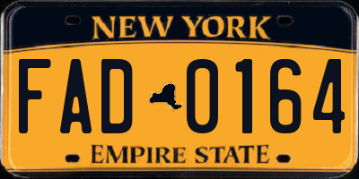 NY license plate FAD0164