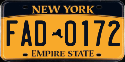 NY license plate FAD0172