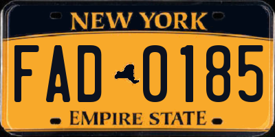 NY license plate FAD0185