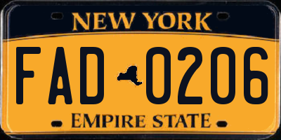 NY license plate FAD0206