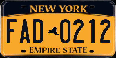 NY license plate FAD0212