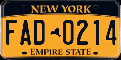 NY license plate FAD0214