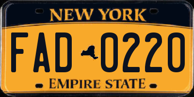 NY license plate FAD0220