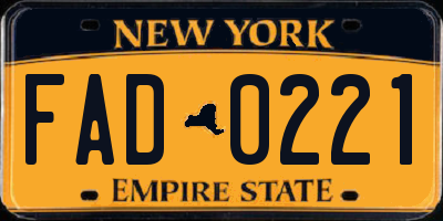 NY license plate FAD0221