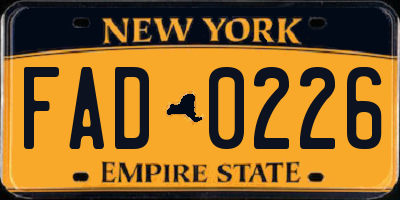NY license plate FAD0226