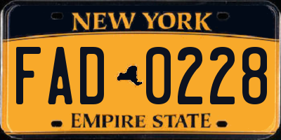 NY license plate FAD0228