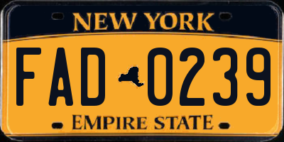 NY license plate FAD0239