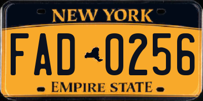 NY license plate FAD0256