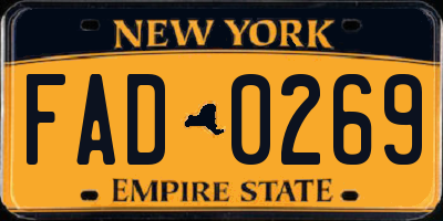 NY license plate FAD0269